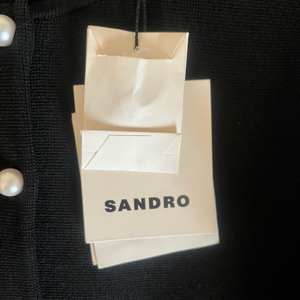 Sandro Black Cropped Cardigan with Crystal Trim - Picture 10 of 15